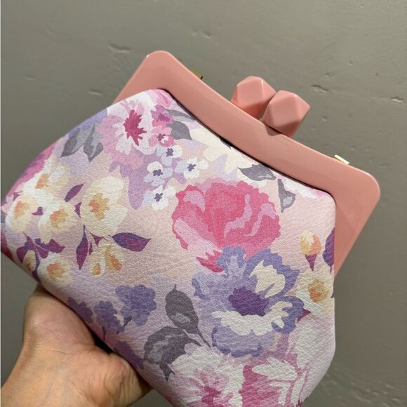 Floral Print Cowhide Leather Handmade Acrylic Frame Clutch Bag, 3 Straps Style - Picture 11 of 14